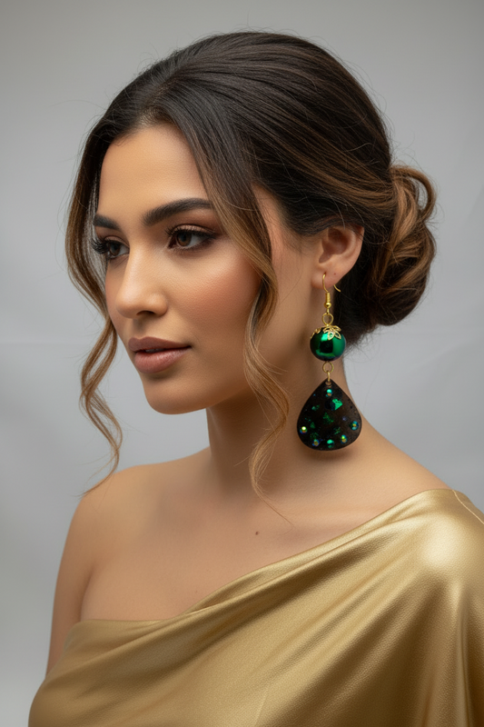 Boucles d'oreilles Larme Verte